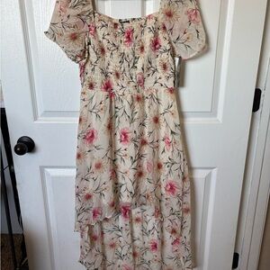 Lily Rose Floral Dress in Cream and Pink